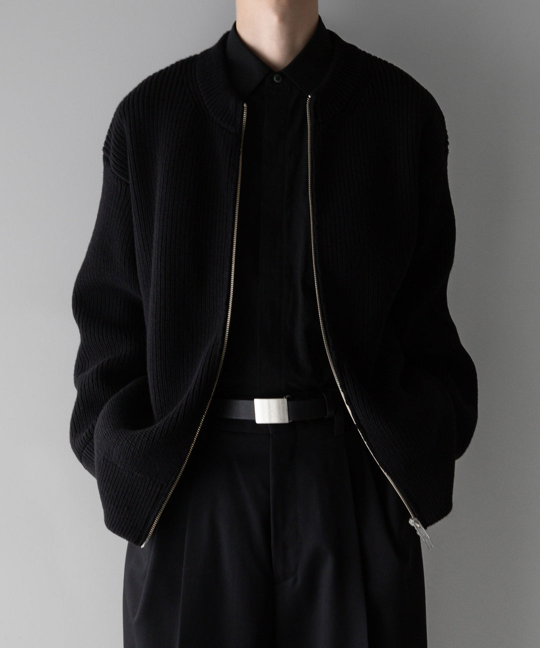 stein(シュタイン)の24SSコレクションOVERSIZED DRIVERS KNIT ZIP JACKETのBLACK sessionセッション福岡セレクトショップ 公式通販サイト