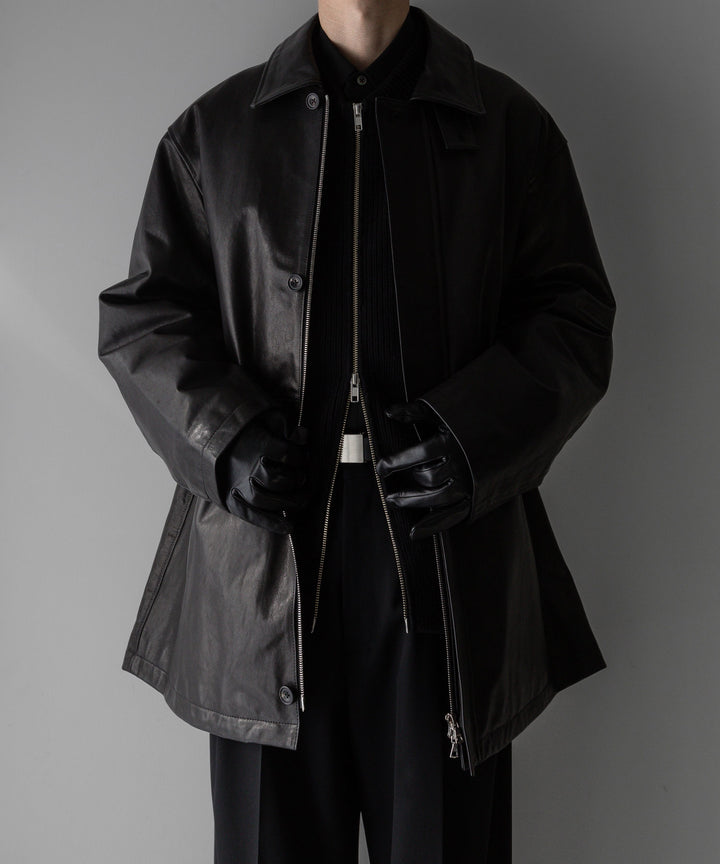 【stein】LEATHER HALF COAT - BLACK