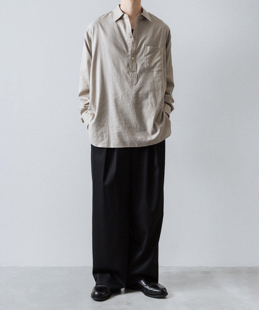 ssstein(シュタイン)のCOTTON/SILK OVERSIZED PULLOVER SHIRT - GREIGEの公式通販サイトsession福岡セレクトショップ