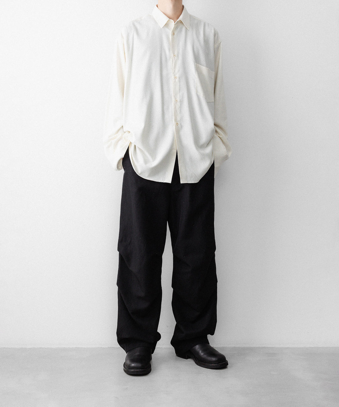 INTÉRIM インテリムの SILK NOIL HYPER BIG L/S REGULAR SHIRTのNATURAL 公式通販サイトsession福岡セレクトショップ