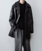 画像をギャラリービューアに読み込む, 【ANTHEM A】LAMB LEATHER TROMPE L&#39;OEIL SHORT COAT - BLACK
