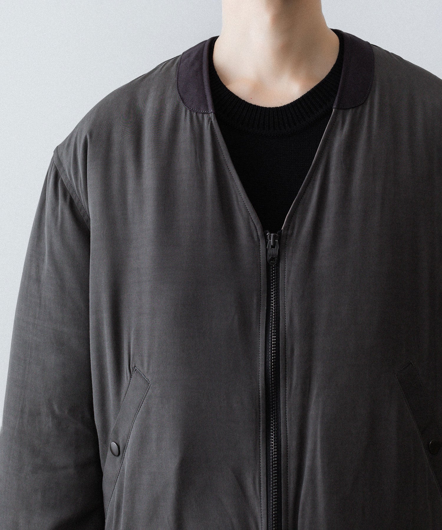 ANTHEM A-アンセムエーのPIGMENT AND DYE PUFFER MILITARY BLOUSONのDUSTY BLACK