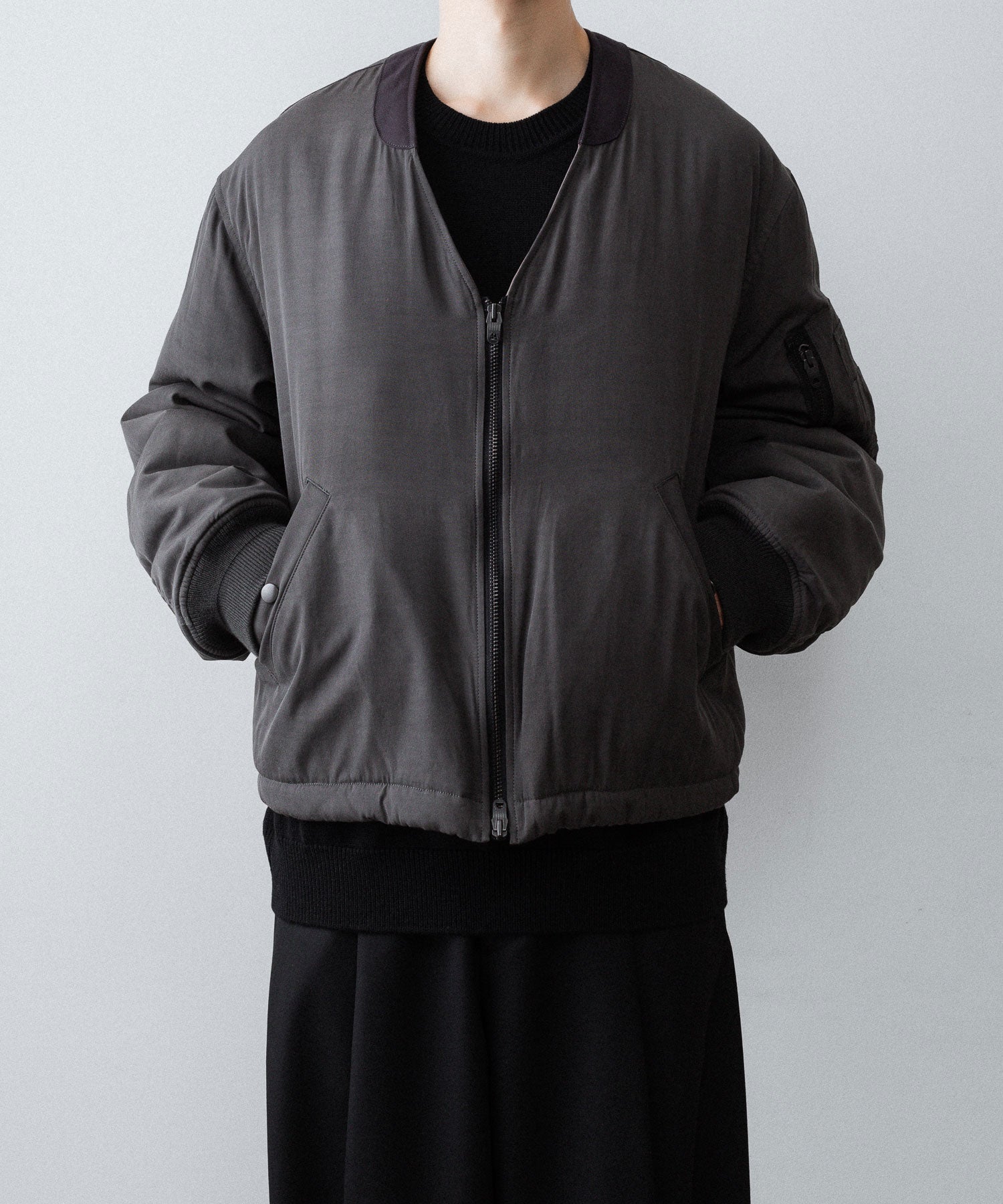 ANTHEM A-アンセムエーのPIGMENT AND DYE PUFFER MILITARY BLOUSONのDUSTY BLACK