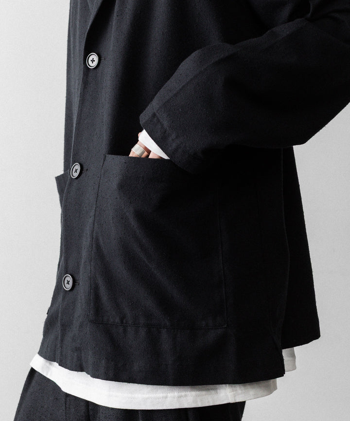INTÉRIM - インテリムのSILK NOIL OPEN COLLAR OVER SHIRT JACKETのBLACK公式通販サイトsession福岡セレクトショップ