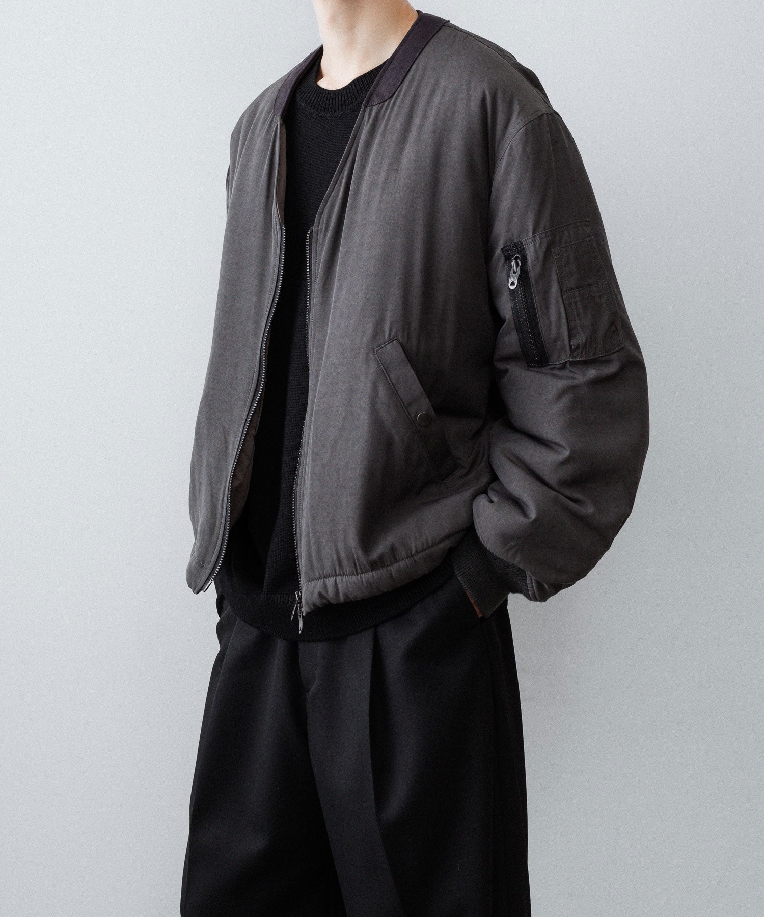 ANTHEM A-アンセムエーのPIGMENT AND DYE PUFFER MILITARY BLOUSONのDUSTY BLACK