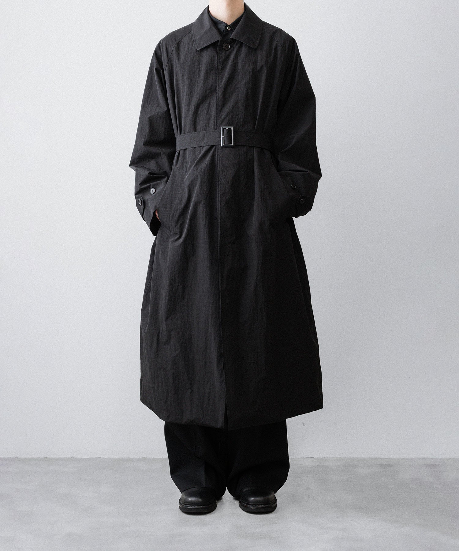 ssstein / シュタイン】OVERSIZED LAYERED COMBINATION COAT - BLACK