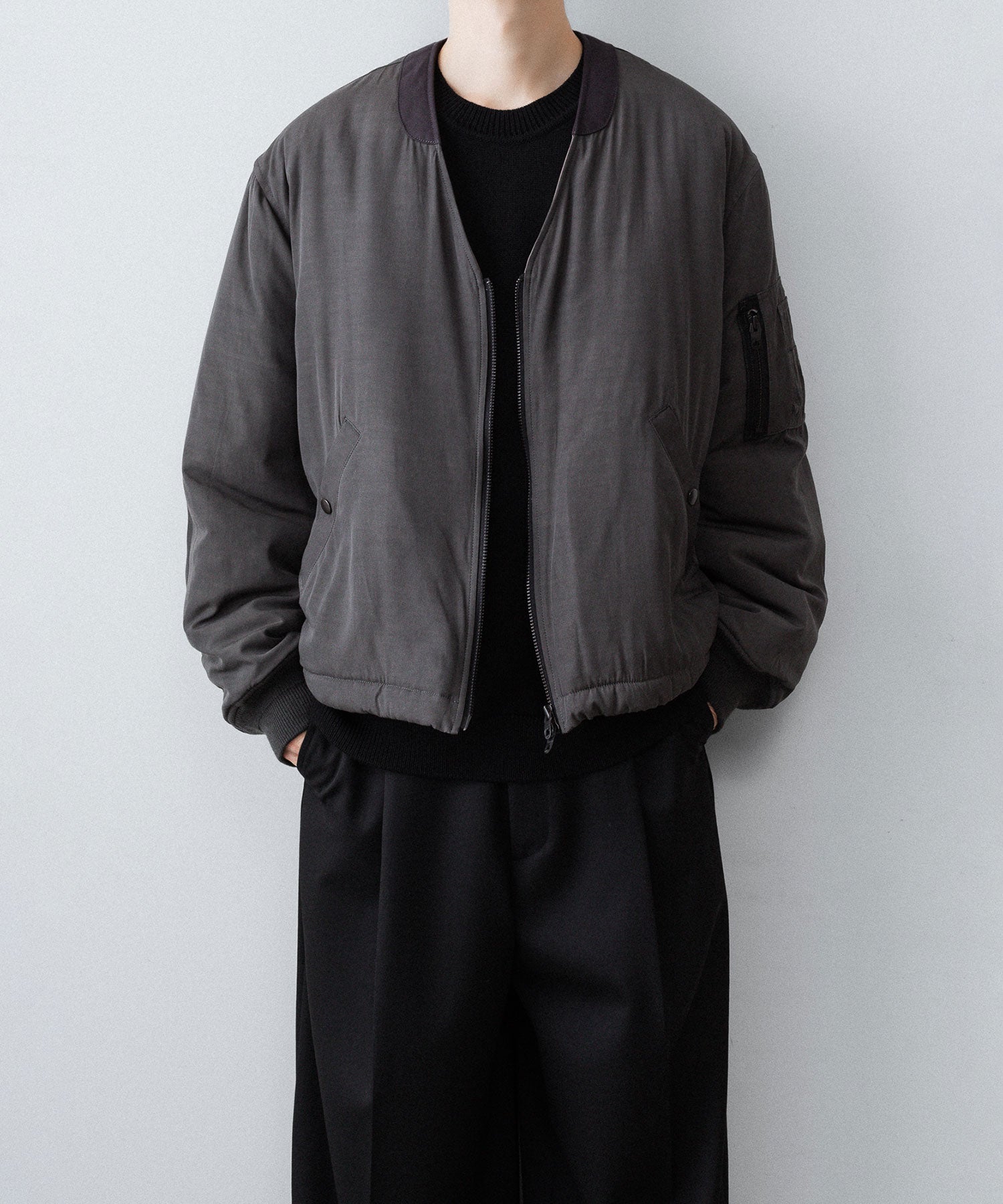 ANTHEM A-アンセムエーのPIGMENT AND DYE PUFFER MILITARY BLOUSONのDUSTY BLACK