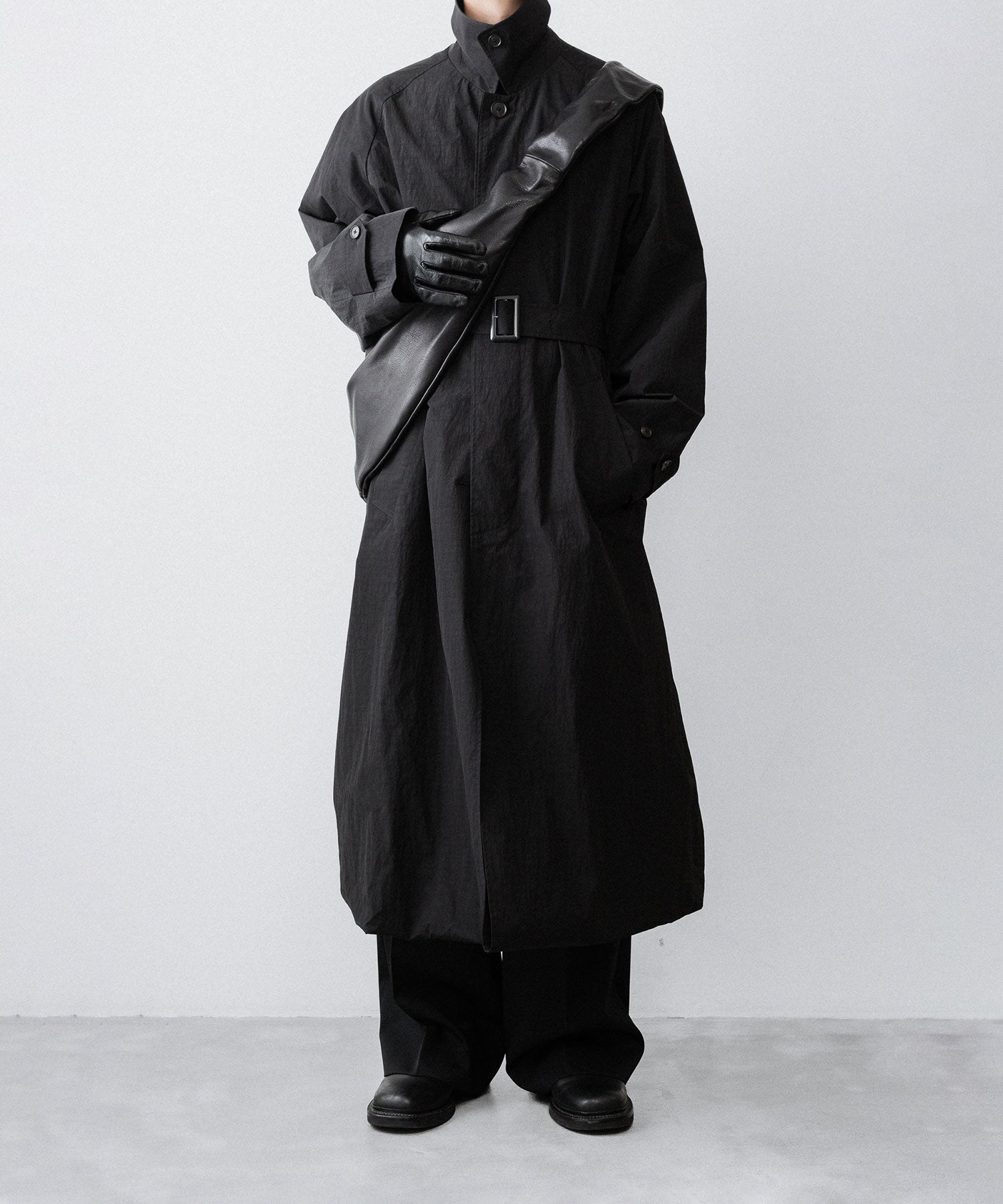 ssstein / シュタイン】OVERSIZED LAYERED COMBINATION COAT - BLACK