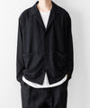 【INTÉRIM】SILK NOIL OPEN COLLAR OVER SHIRT JACKET - BLACK
