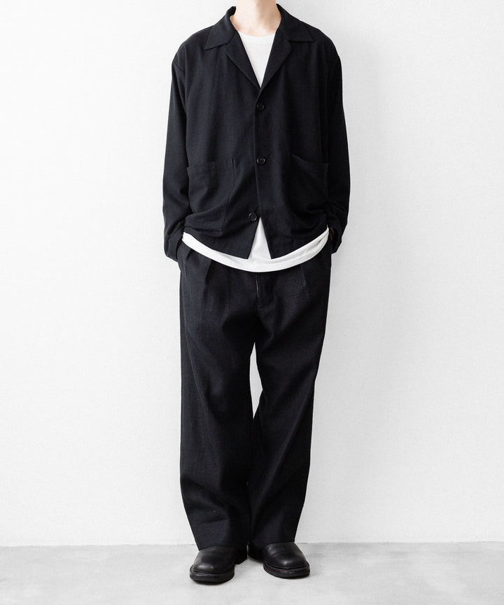 INTÉRIM - インテリムのSILK NOIL OPEN COLLAR OVER SHIRT JACKETのBLACK公式通販サイトsession福岡セレクトショップ