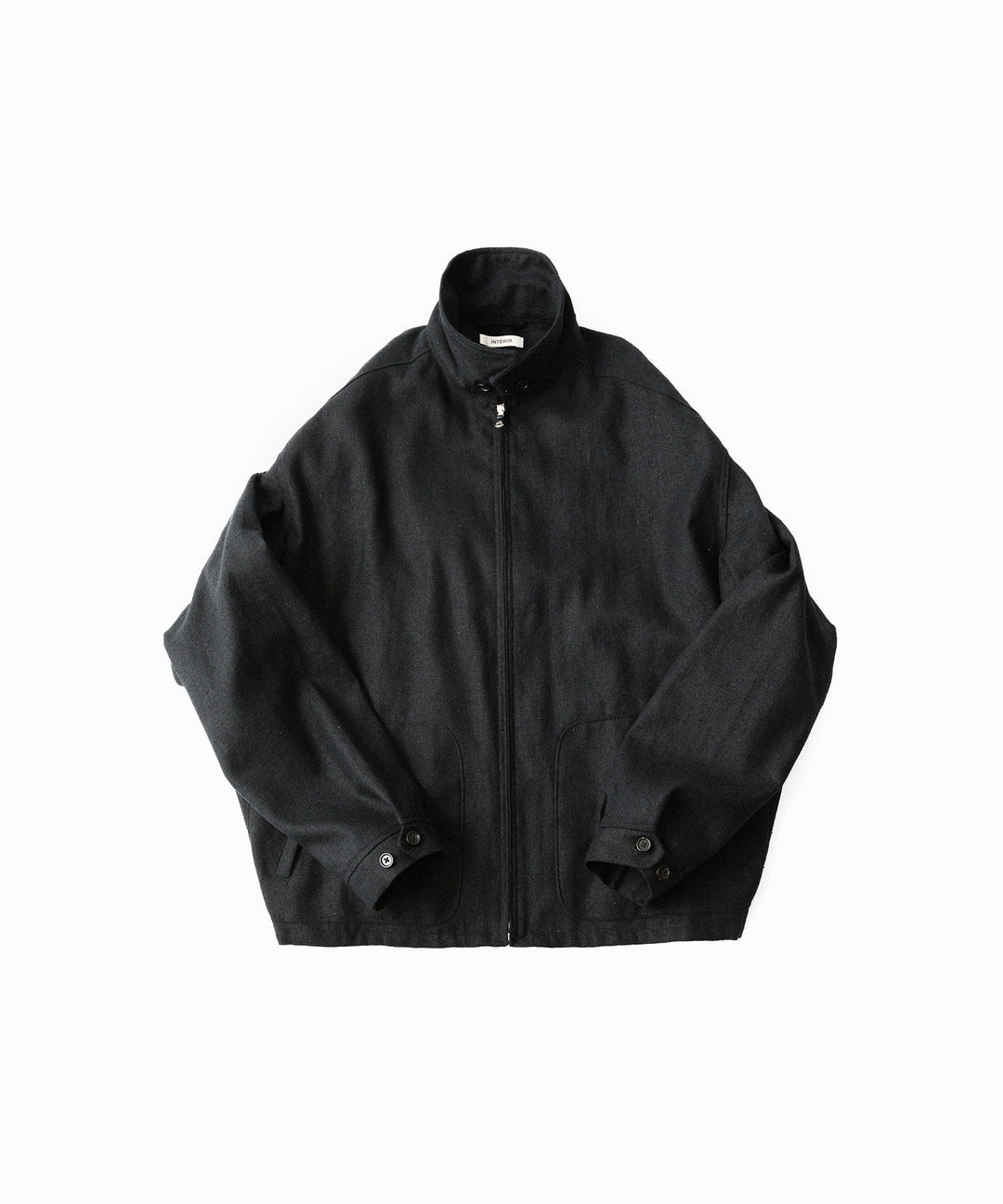 INTÉRIM - インテリムのSILK LINEN HYPER BIG SHORT DRIZZLER JACKETのBLACK