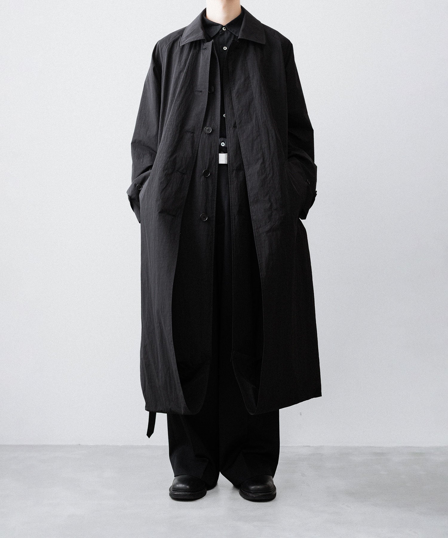 ssstein / シュタイン】OVERSIZED LAYERED COMBINATION COAT - BLACK