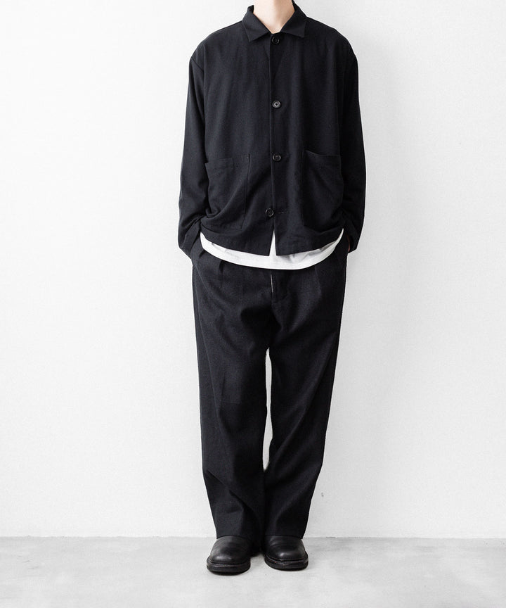 INTÉRIM - インテリムのSILK NOIL OPEN COLLAR OVER SHIRT JACKETのBLACK公式通販サイトsession福岡セレクトショップ