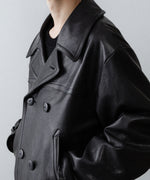 画像をギャラリービューアに読み込む, 【ANTHEM A】LAMB LEATHER TROMPE L&#39;OEIL SHORT COAT - BLACK
