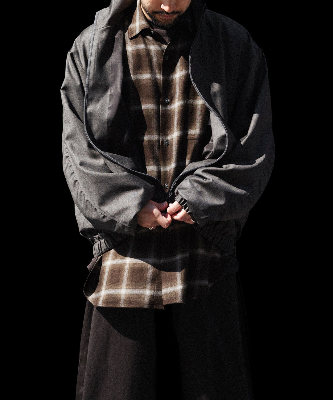 ssstein(シュタイン)のEXTRA FINE WOOL SHIRRED LIGHT ZIP JACKET - BROWN GREYの公式通販サイトsession福岡セレクトショップ