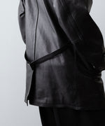 画像をギャラリービューアに読み込む, 【ANTHEM A】LAMB LEATHER TROMPE L&#39;OEIL SHORT COAT - BLACK
