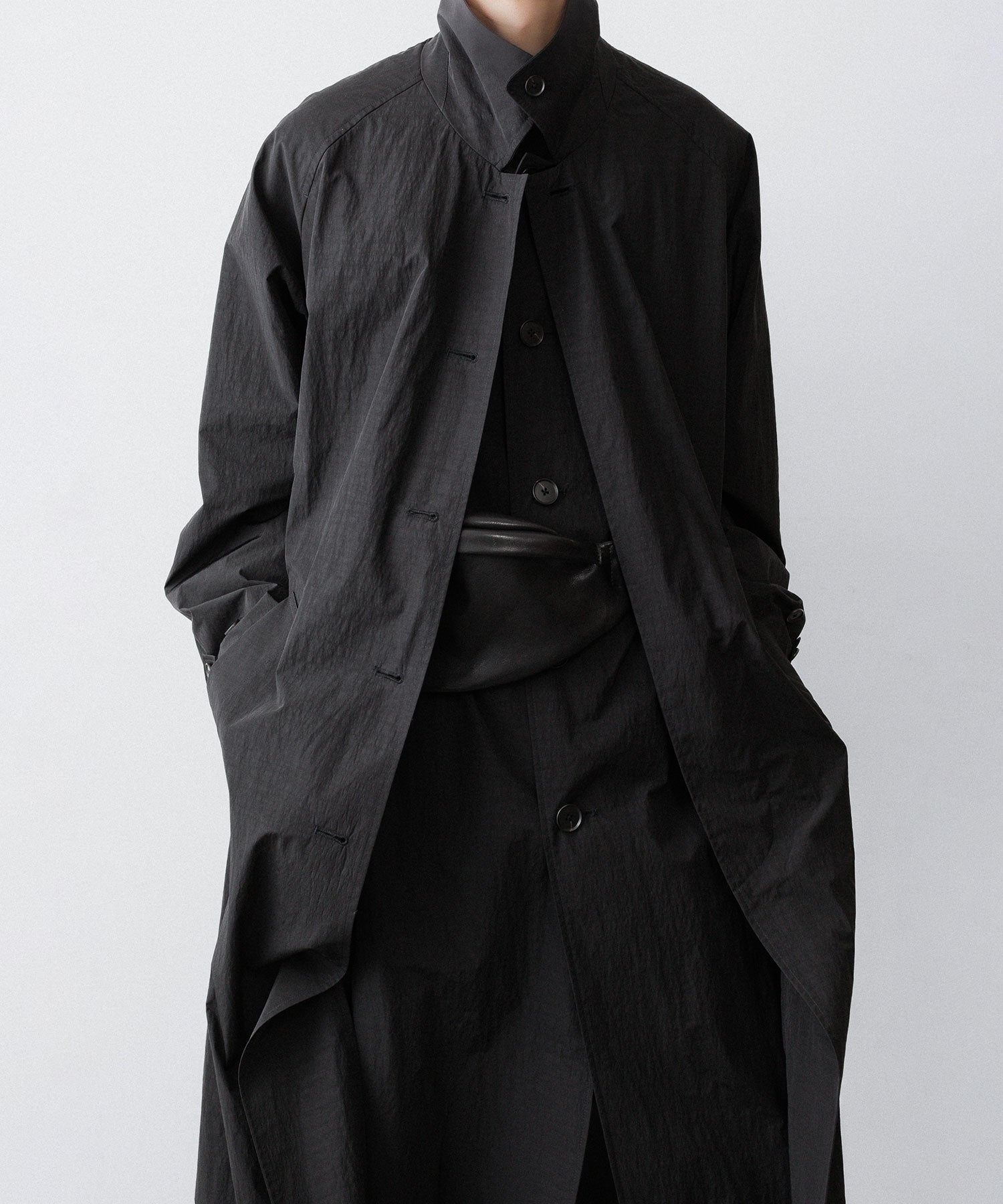 ssstein / シュタイン】OVERSIZED LAYERED COMBINATION COAT - BLACK