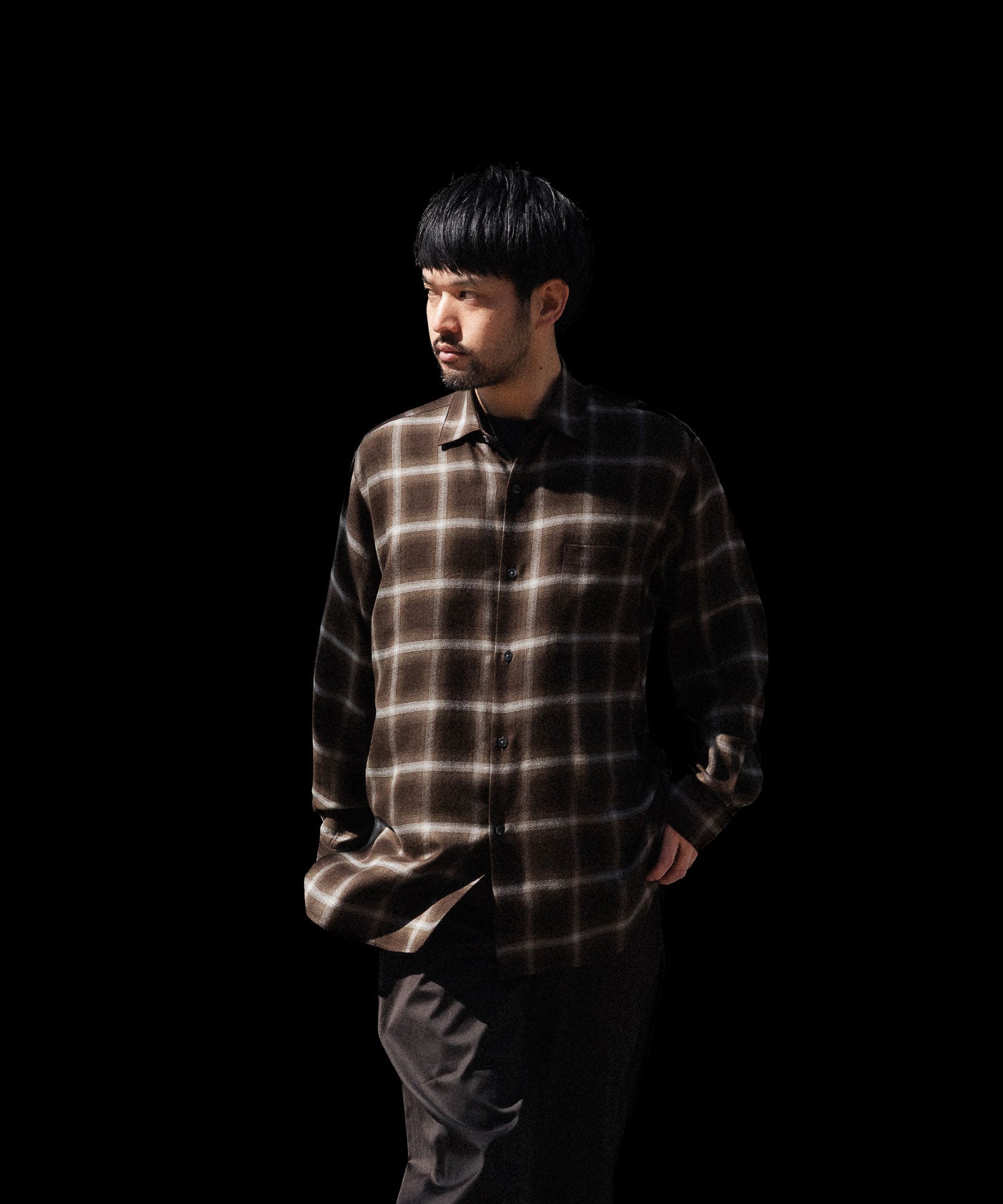 ssstein / シュタイン】LY/VIS CHECK OVERSIZED LS SHIRT - BROWN