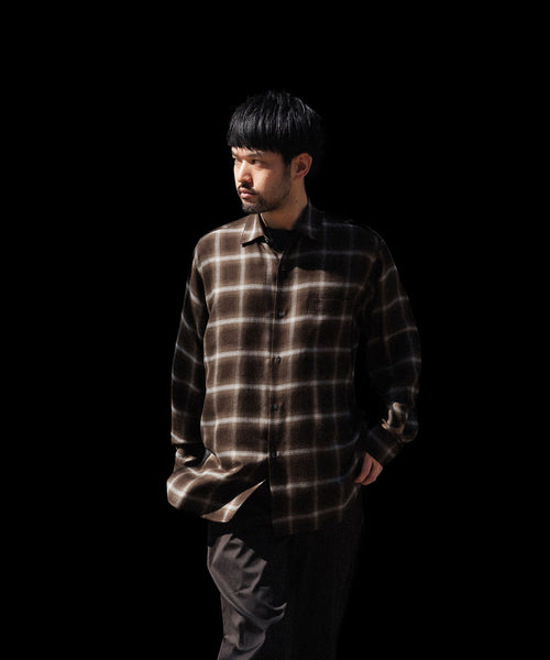 シュタイン　ssstein CHECK OVERSIZED LS SHIRT ssstein / シュタイン】LY/VIS CHECK OVERSIZED LS SHIRT - BROWN