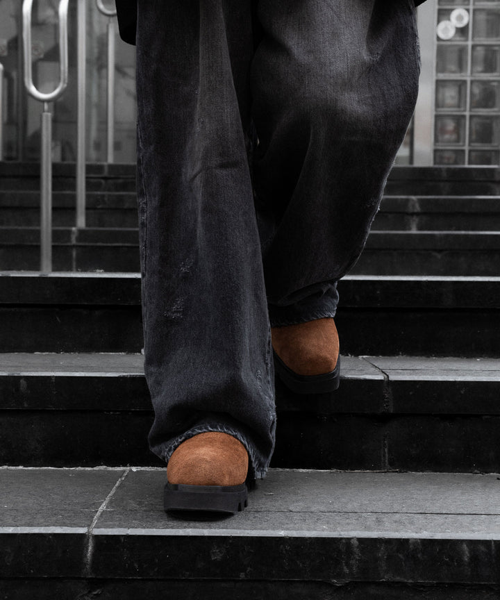 【 SINE &amp; COSINE 】HANNES / MULE VIBRAM TWEETY - SUEDE COGNAC BROWN