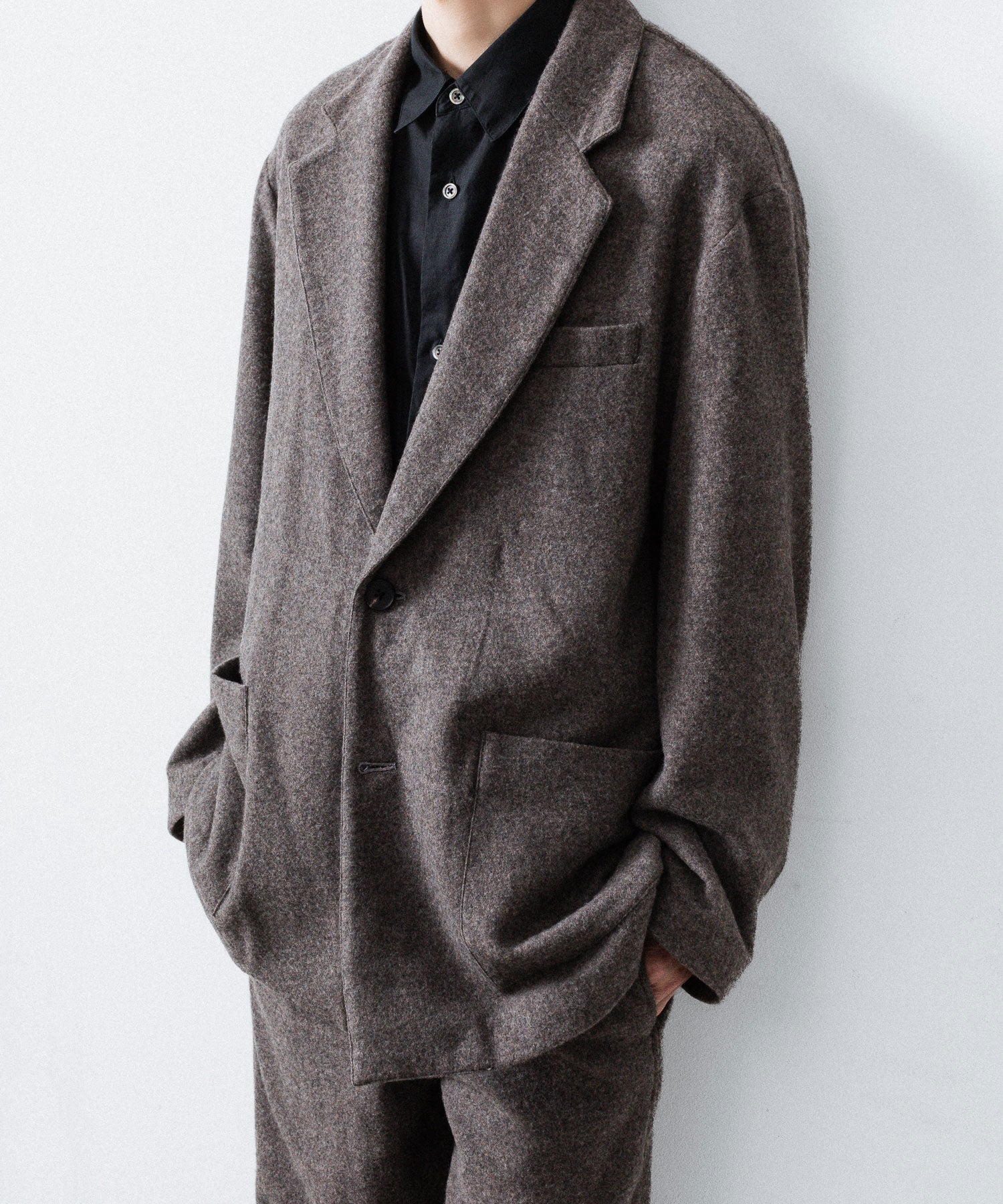 ssstein(シュタイン)のWOOL/CASHMERE FLEECE SINGLE BREASTED JACKET - GREY BROWNの公式通販サイトsession福岡セレクトショップ