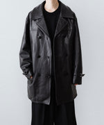 画像をギャラリービューアに読み込む, 【ANTHEM A】LAMB LEATHER TROMPE L&#39;OEIL SHORT COAT - BLACK
