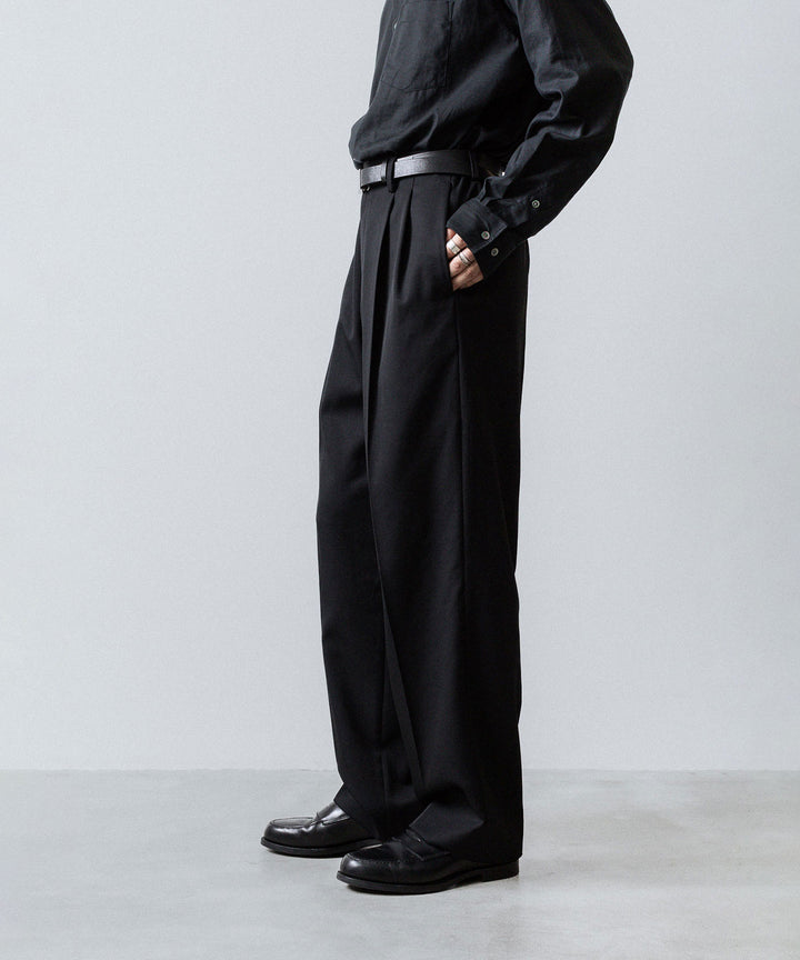 ssstein(シュタイン)のTWO TUCK EASY TROUSERS (2/60 WOOL GABARDINE) - BLACKの公式通販サイトsession福岡セレクトショップ