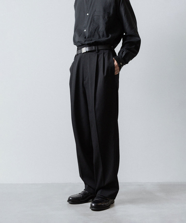 ssstein(シュタイン)のTWO TUCK EASY TROUSERS (2/60 WOOL GABARDINE) - BLACKの公式通販サイトsession福岡セレクトショップ