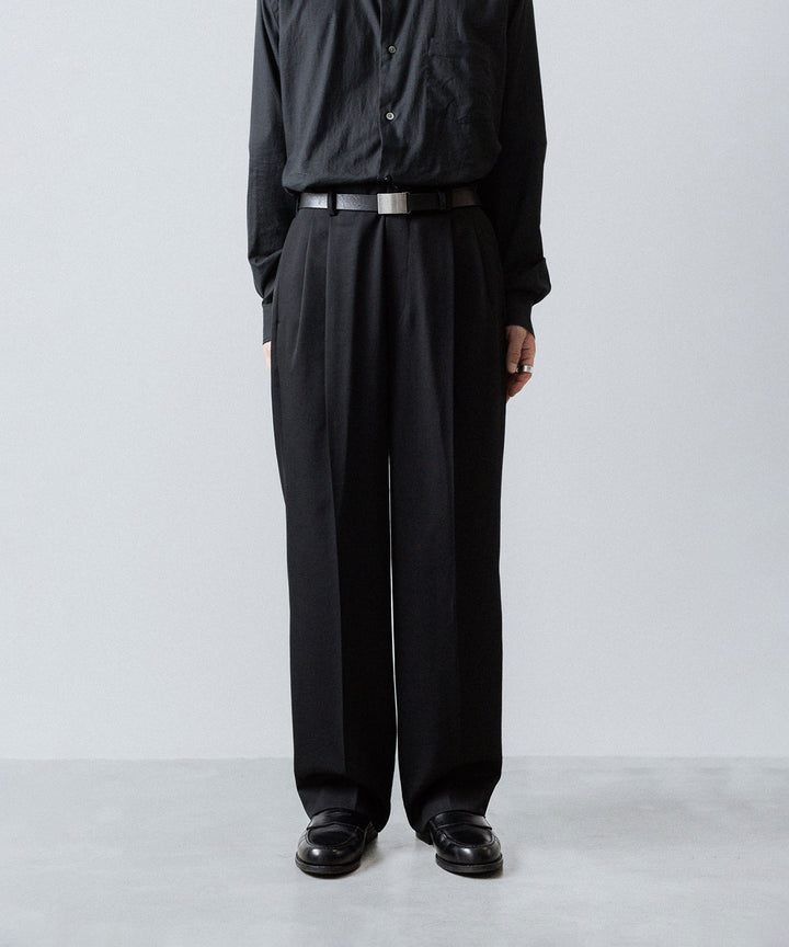 ssstein(シュタイン)のTWO TUCK EASY TROUSERS (2/60 WOOL GABARDINE) - BLACKの公式通販サイトsession福岡セレクトショップ
