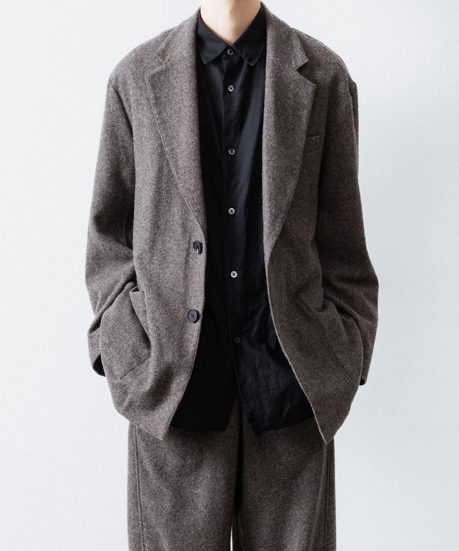 ssstein(シュタイン)のWOOL/CASHMERE FLEECE SINGLE BREASTED JACKET - GREY BROWNの公式通販サイトsession福岡セレクトショップ