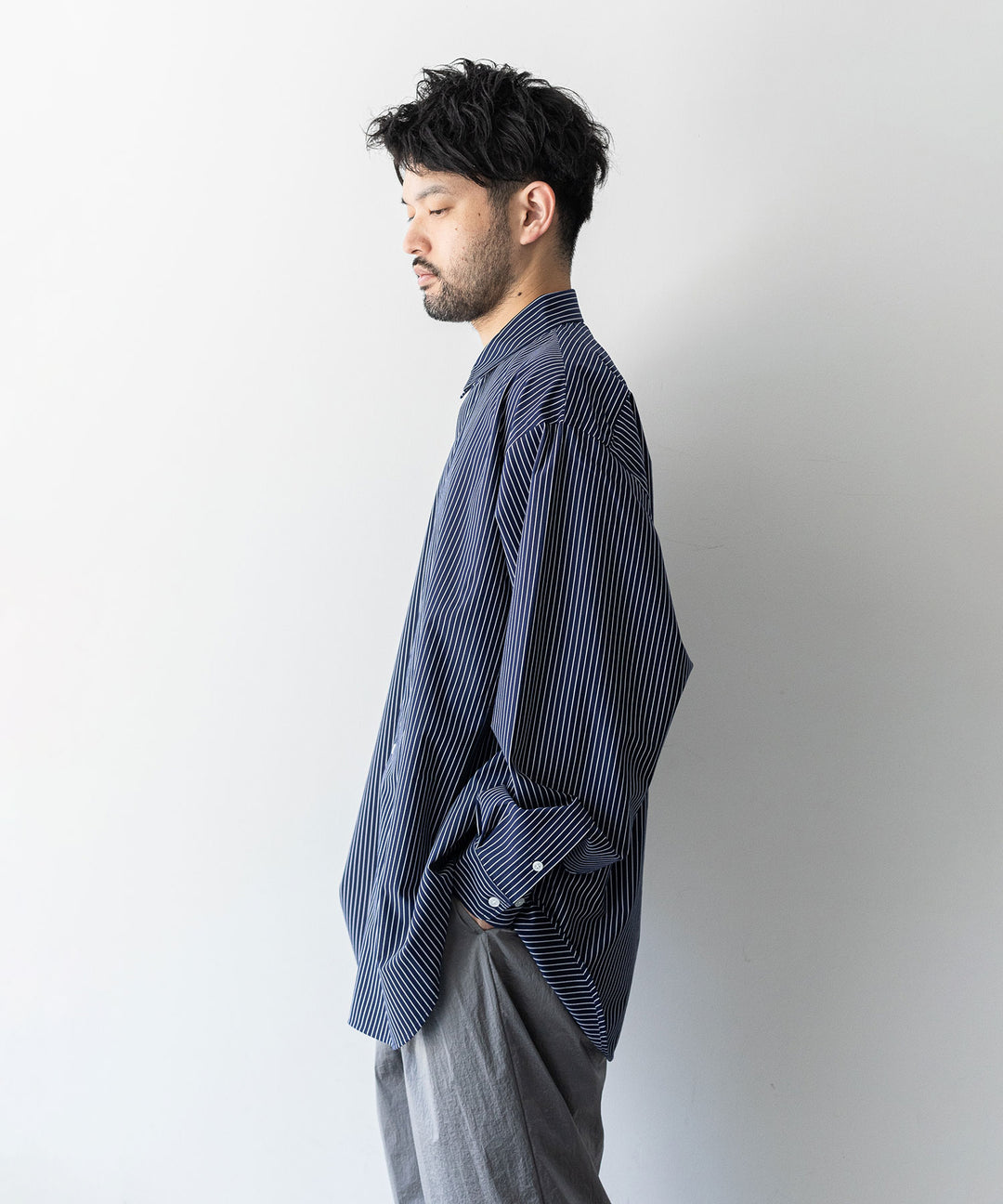 【KANEMASA PHIL.】カネマサのPENCIL STRIPE DRESS JERSEY SHIRT - NAVY SPの公式通販session福岡セレクトショップ