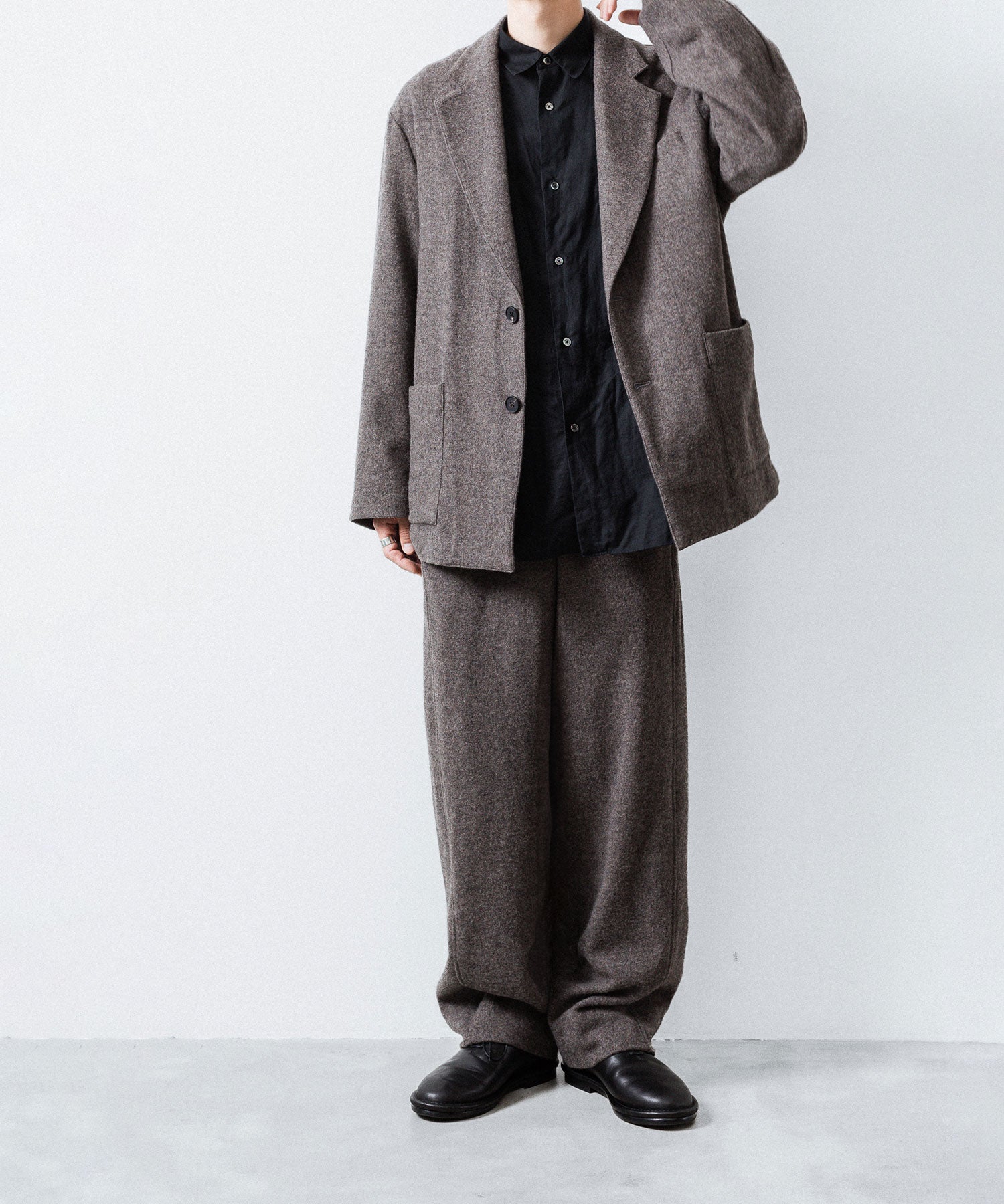 ssstein(シュタイン)のWOOL/CASHMERE FLEECE SINGLE BREASTED JACKET - GREY BROWNの公式通販サイトsession福岡セレクトショップ