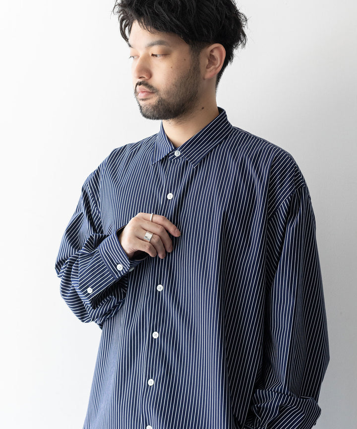 【KANEMASA PHIL.】カネマサのPENCIL STRIPE DRESS JERSEY SHIRT - NAVY SPの公式通販session福岡セレクトショップ