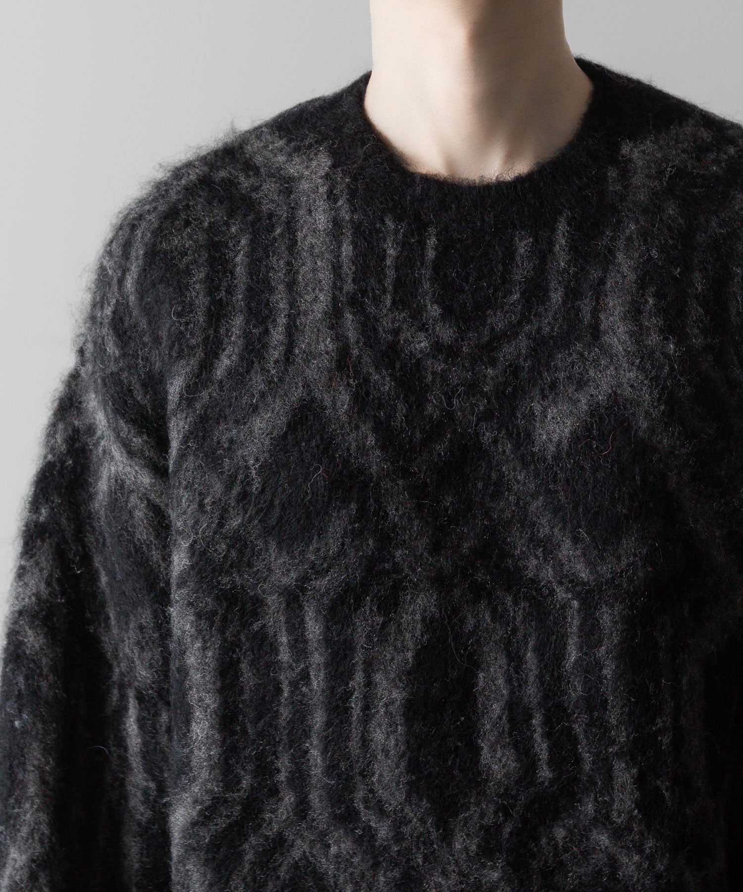 【ANTHEM A】ALPACA WOOL INTASIA KNIT PULLOVER - BLACK