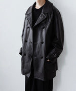 画像をギャラリービューアに読み込む, 【ANTHEM A】LAMB LEATHER TROMPE L&#39;OEIL SHORT COAT - BLACK
