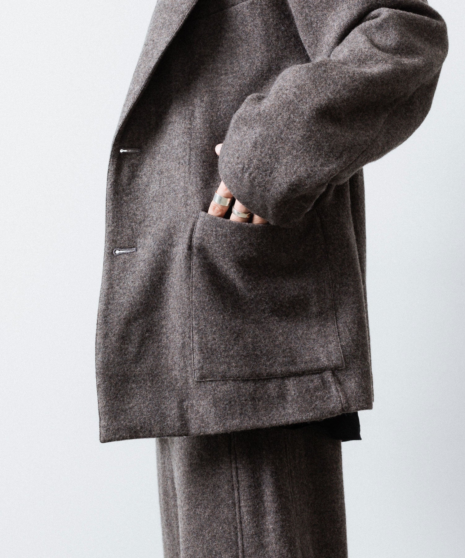 ssstein(シュタイン)のWOOL/CASHMERE FLEECE SINGLE BREASTED JACKET - GREY BROWNの公式通販サイトsession福岡セレクトショップ