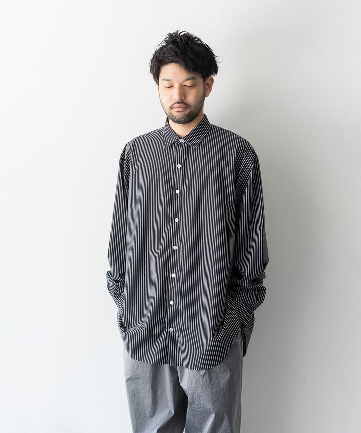 【KANEMASA PHIL.】カネマサのPENCIL STRIPE DRESS JERSEY SHIRT - BLACK SP 公式通販session福岡セレクトショップ