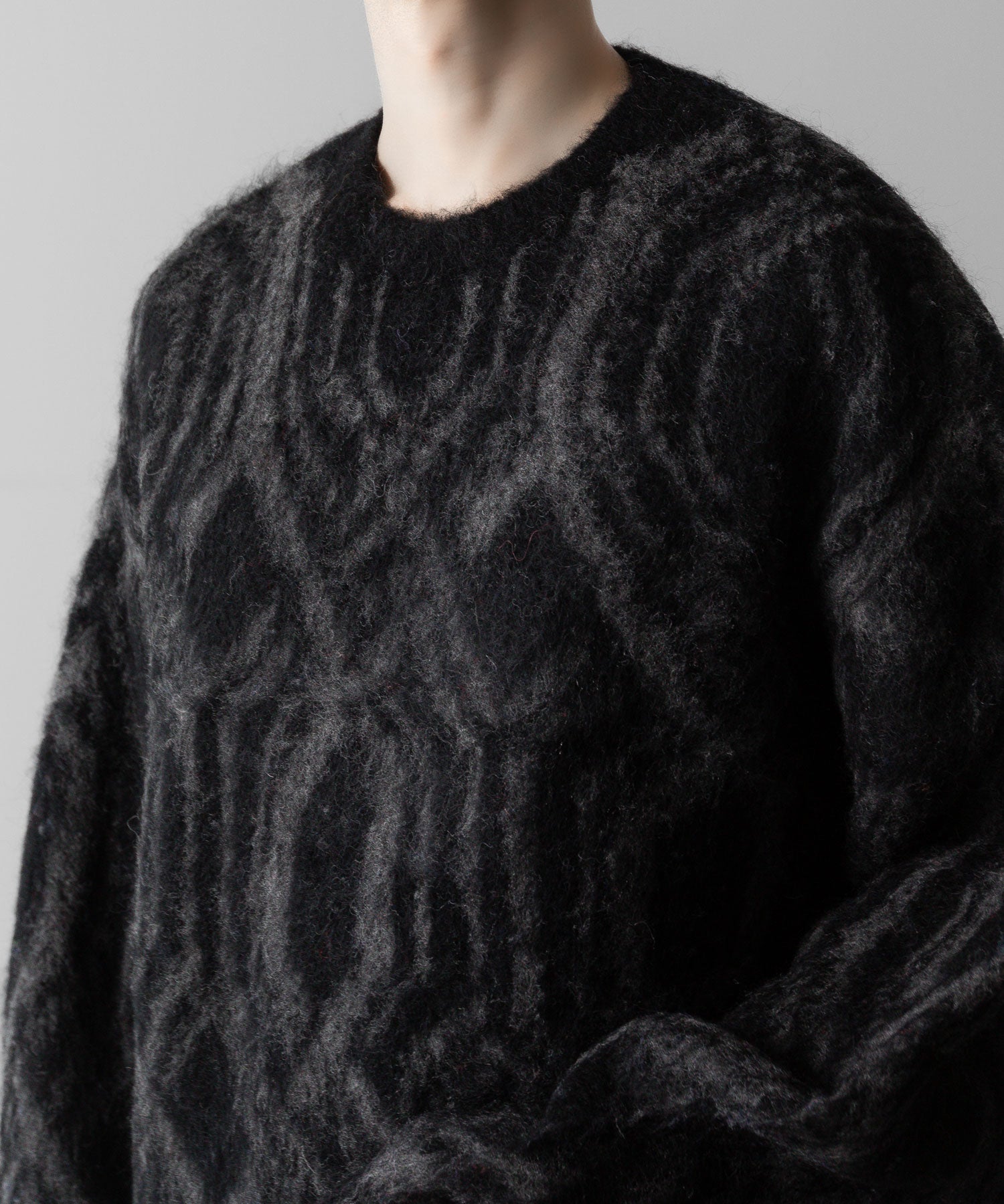 【ANTHEM A】ALPACA WOOL INTASIA KNIT PULLOVER - BLACK