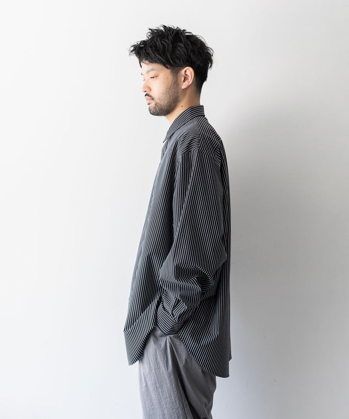 【KANEMASA PHIL.】カネマサのPENCIL STRIPE DRESS JERSEY SHIRT - BLACK SP 公式通販session福岡セレクトショップ