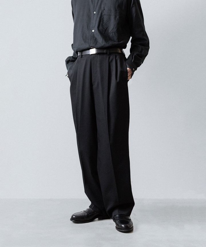 ssstein(シュタイン)のTWO TUCK EASY TROUSERS (2/60 WOOL GABARDINE) - BLACKの公式通販サイトsession福岡セレクトショップ