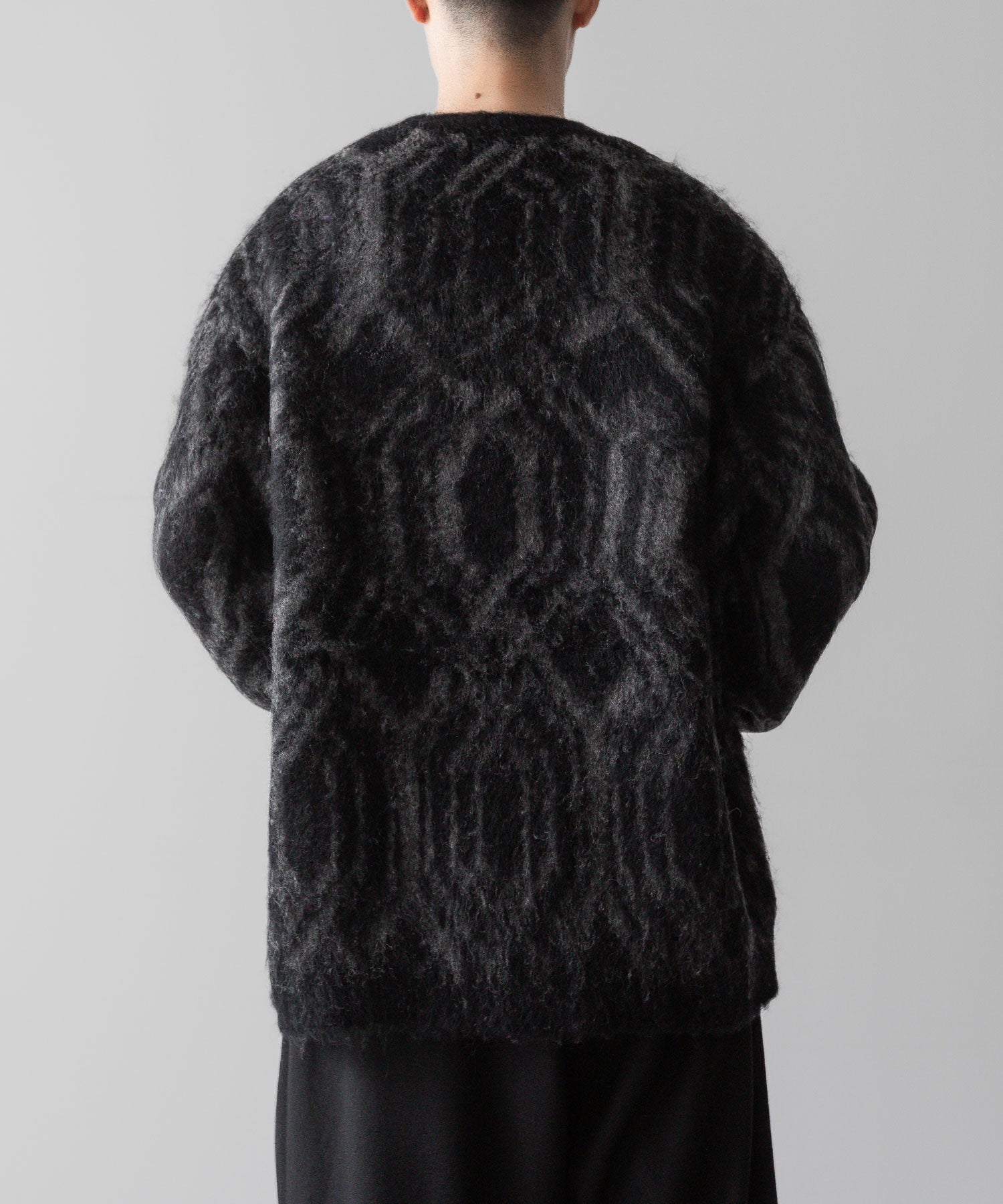 【ANTHEM A】ALPACA WOOL INTASIA KNIT PULLOVER - BLACK