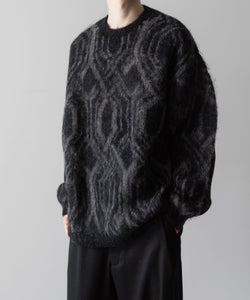 【ANTHEM A】ALPACA WOOL INTASIA KNIT PULLOVER - BLACK