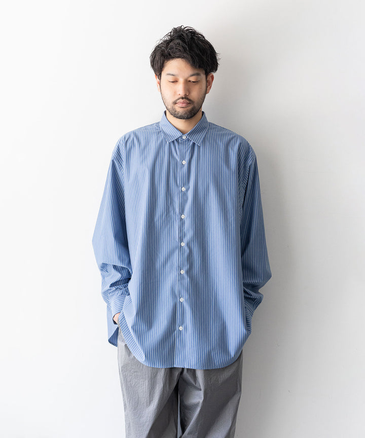【KANEMASA PHIL.】カネマサのPENCIL STRIPE DRESS JERSEY SHIRT - BLUE SP 公式通販session福岡セレクトショップ
