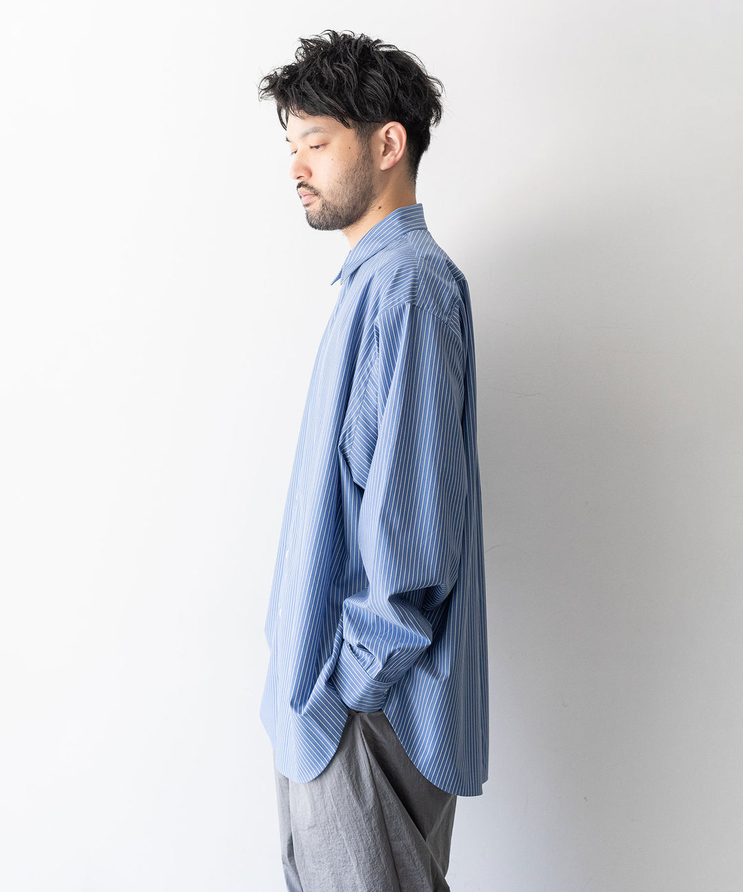 【KANEMASA PHIL.】カネマサのPENCIL STRIPE DRESS JERSEY SHIRT - BLUE SP 公式通販session福岡セレクトショップ