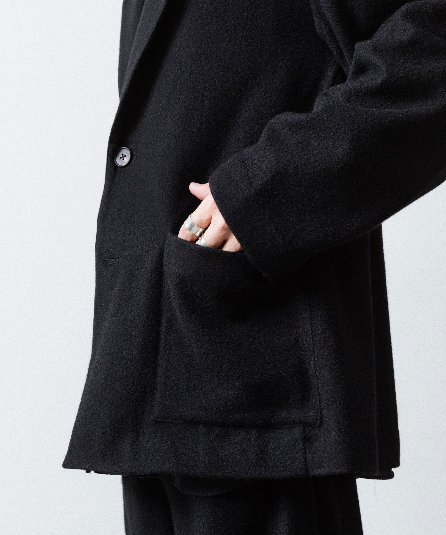 ssstein(シュタイン)のWOOL/CASHMERE FLEECE SINGLE BREASTED JACKET - BLACKの公式通販サイトsession福岡セレクトショップ