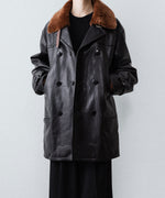 画像をギャラリービューアに読み込む, 【ANTHEM A】LAMB LEATHER TROMPE L&#39;OEIL SHORT COAT - BLACK
