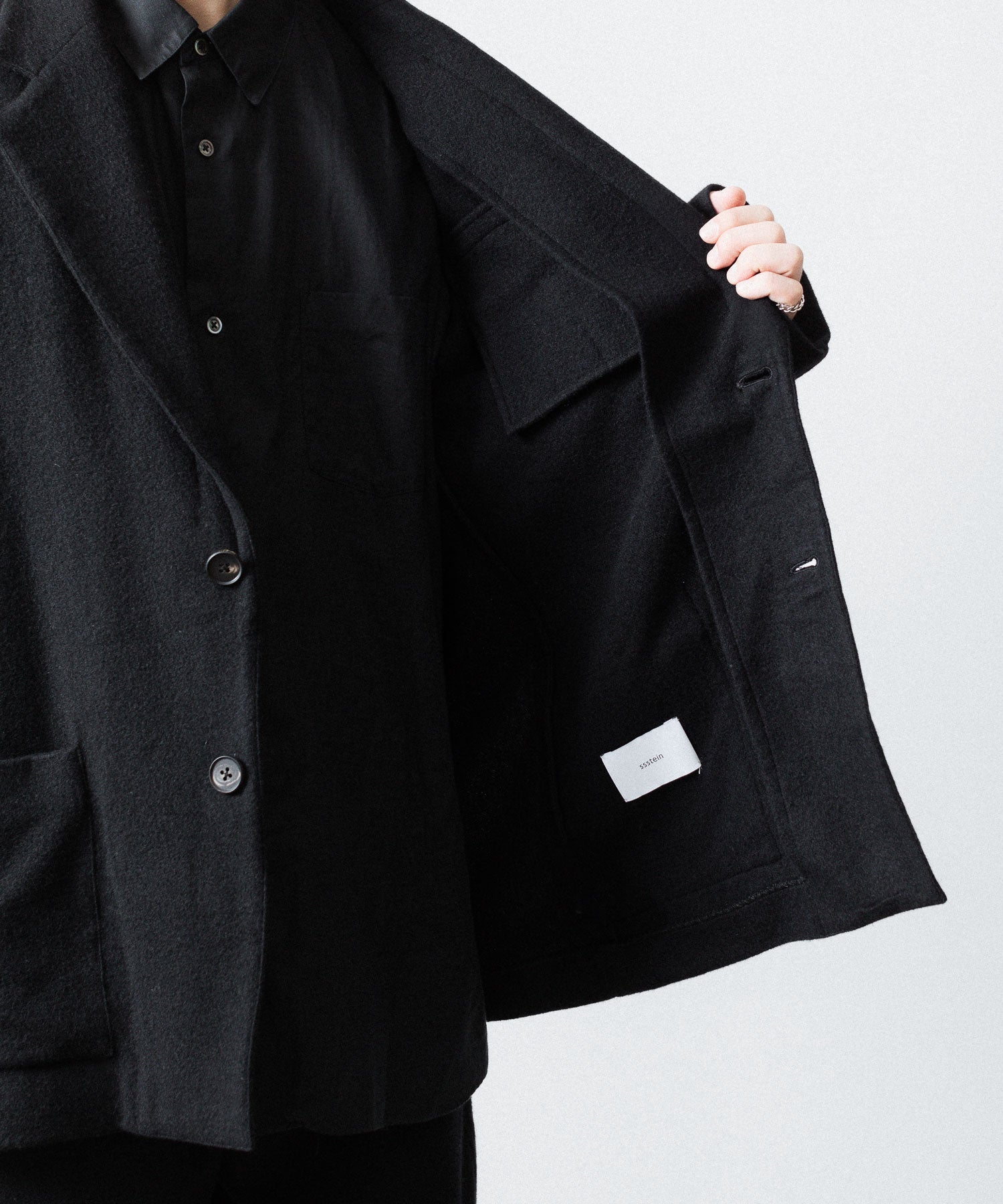 ssstein(シュタイン)のWOOL/CASHMERE FLEECE SINGLE BREASTED JACKET - BLACKの公式通販サイトsession福岡セレクトショップ
