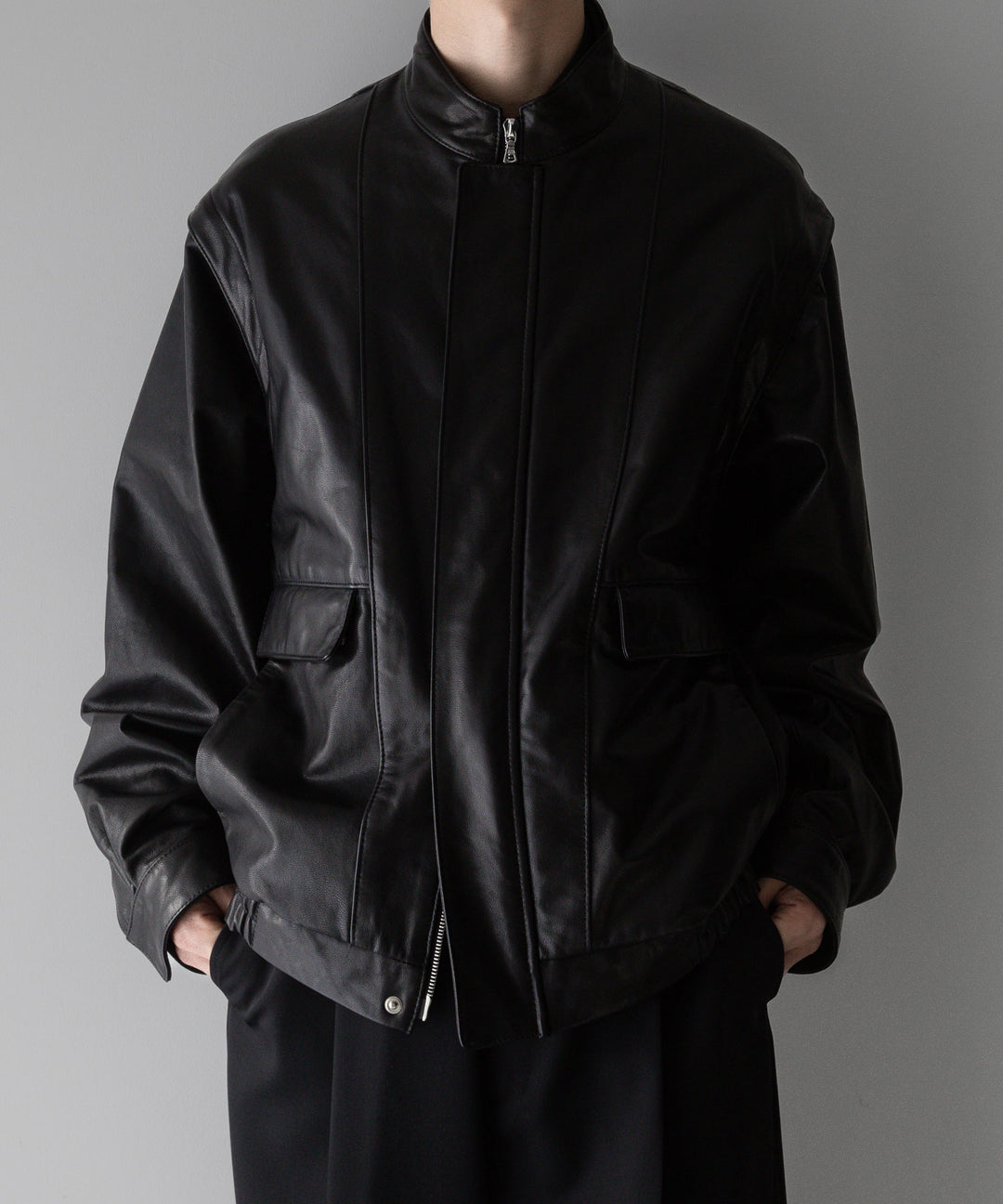 stein(シュタイン)の24SSコレクションDETACHABLE SLEEVES LEATHER BLOUSONのBLACK sessionセッション福岡セレクトショップ 公式通販サイト