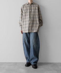 ssstein(シュタイン)のC/R CHECK OVERSIZED DOWN PAT SHIRT - TAUPE×GREY OMBREの公式通販サイトsession福岡セレクトショップ