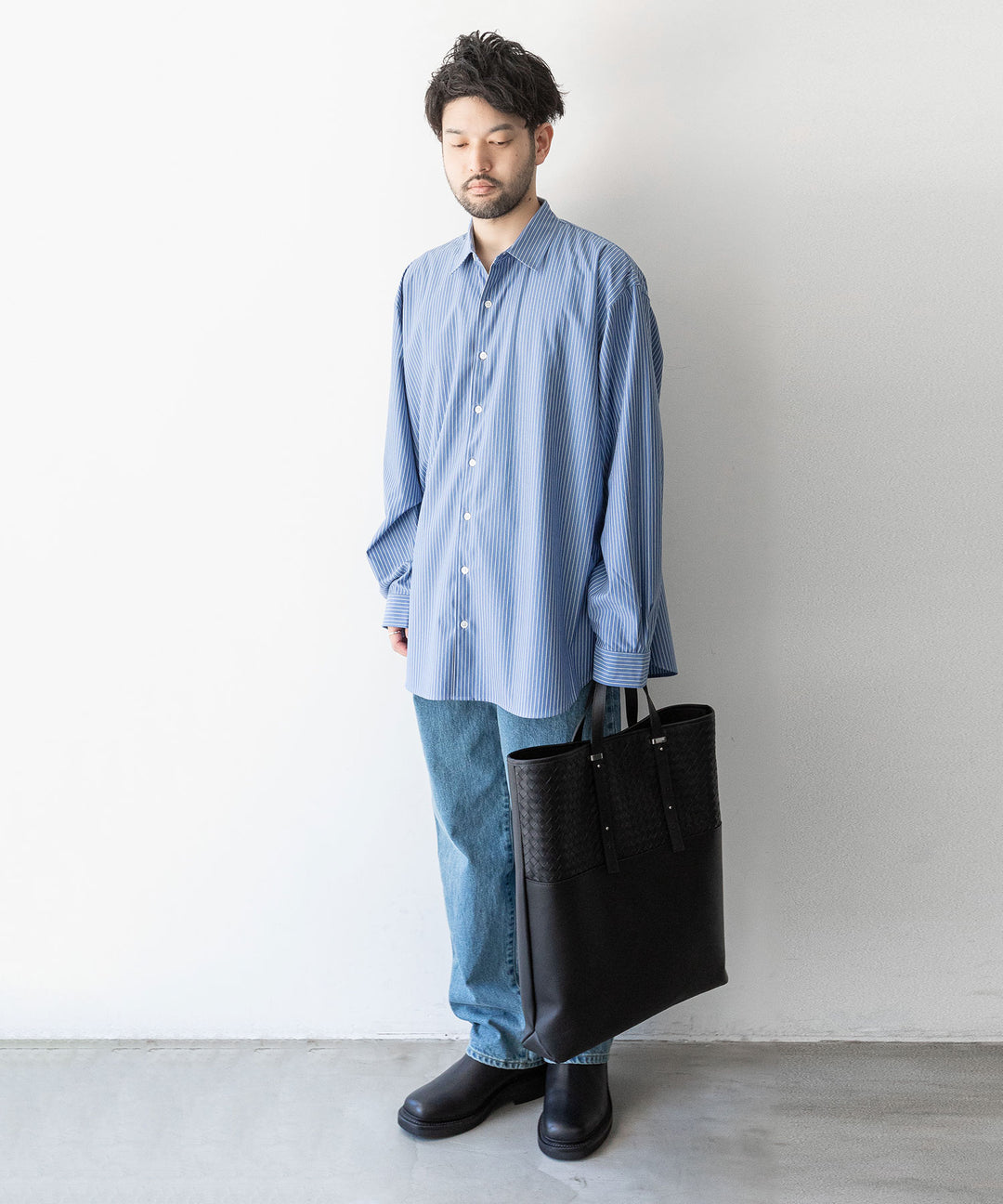 【KANEMASA PHIL.】カネマサのPENCIL STRIPE DRESS JERSEY SHIRT - BLUE SP 公式通販session福岡セレクトショップ